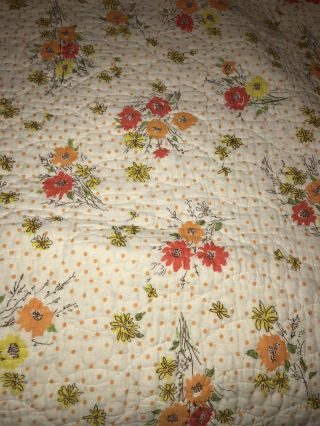Vintage 70’s Blanket Floral Throw Quilted Bedding Bed Cover 3