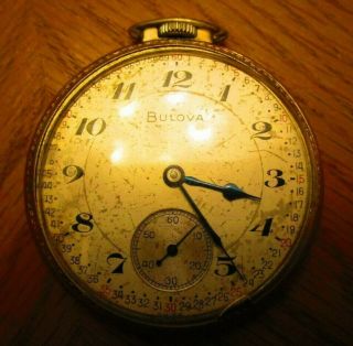Vintage Bulova Pocket Watch Gold Filled Runs