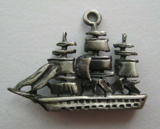 Vintage Sterling U.  S.  S.  Constitution Ship Silver Bracelet Charm