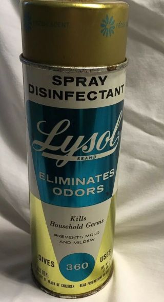 Vintage Can Lysol Brand Spray Disinfectant King Size Gives 360 Uses Kills Germs