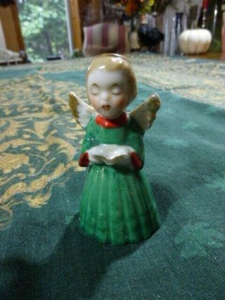 Vintage Porcelain Ceramic Angel Christmas Bell Ornament Japan 1 1/2 " Tall
