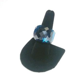 Vintage Swarovski (swan) Turquoise Ab Crystal Silvertone Ring 7 1/2 - Ex.  Cond.