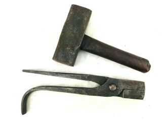 Vintage Tools Wire Draw Tongs Sledge Hammer Jewelry Metalwork Blacksmith Pliers