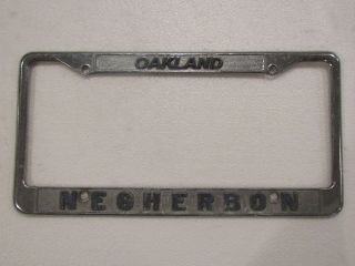 Vintage Oakland Negherbon Lincoln Mercury Dealership License Plate Frame Metal