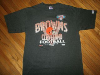 Vtg Cleveland Browns T Shirt Trench Nfl Football 75th Anniversary Helmet 1994 Xl