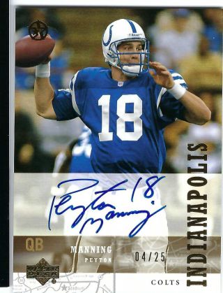 Peyton Manning 2002 - 03 Ud Superstars On Card Autograph 4/25