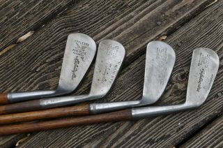9 Club Set Antique Vintage Hickory Shaft Spalding Irons 3