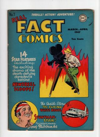 Real Fact Comics 7 Fn 6.  0 Vintage Dc Comic Stuntman Doug Fairbanks Gold 10c