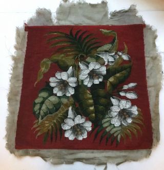 A Antique Victorian Tapestry,  Beadwork Chair Panel,  Cushion.  Lilies