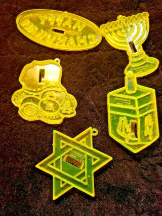 Vintage Cookie Cutters Jewish Hanukkah 5 Plastic Chanukah Amscan Baking Holiday