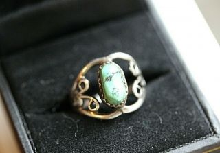 Vintage Native American Sterling Silver 925 Turquoise Ring Sz 5 Signed El 2.  7g