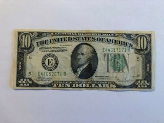 Vintage Green $10 1934 - C Richmond Federal Reserve Note Ten Dollar