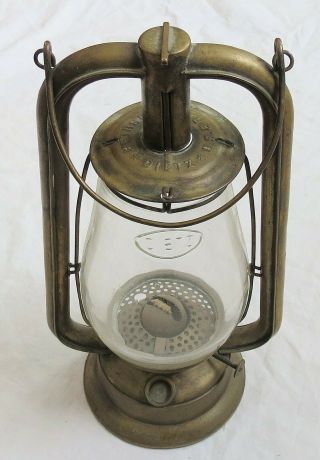 Dietz U.  S.  Brass Tubular Lantern W/cast Globe Old Vtg Antique