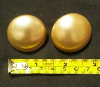 Vintage Large 1 1/4 inch Diameter Pearl Button Clip - On Earrings Very Pretty 2
