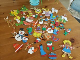 Vintage Wooden Hand Painted Double Sided Christmas Ornaments