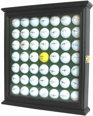 49 Golf Ball Display Case Rack Cabinet With Glass Door,  Lockable,  Gb249l - Bla