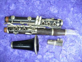 Antique Buffet Auguste / Paris Wood Clarinet With Signed Glass Mouth Piece - L@@k