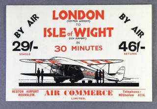 Air Commerce Airline Timetable London - Isle Of Wight
