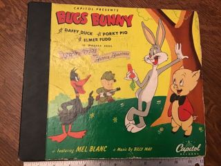 Vintage 1947 Bugs Bunny Porky Pig Mel Blanc 78rpm 3 Record Set Capitol Complete