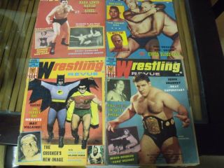 4 Vintage 1966 " Wrestling Revue " Magazines - Female,  Women,  Girl Wrestlers