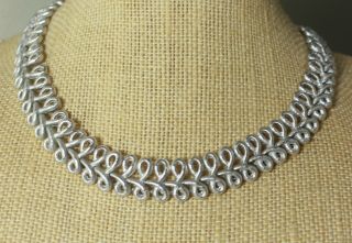 Stunning Signed Coro Vintage Silver Tone Elegant Necklace Choker 16 "