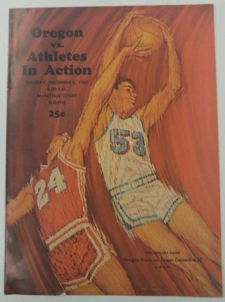 Oregon Vs Athletes In Action Basketball 1967 Vintage Program J61888