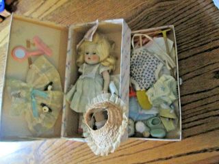 Vintage Vogue 1952 - 1954 Ginny Doll,  Fitted Case With Drawer And All Accessries