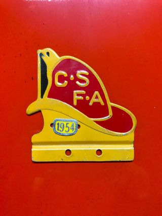 Nos 1954 Csfa License Topper - California State Firefighters 1954