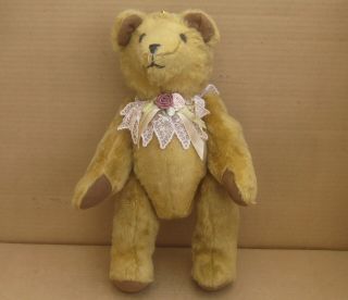Teddy Bear 14 " Jointed Mohair With Button Eyes & Joints Unknown Maker