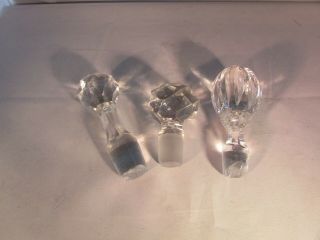 3 Vintage Crystal Glass Decanter Liquor Bottle Stoppers Tops Bar Faceted