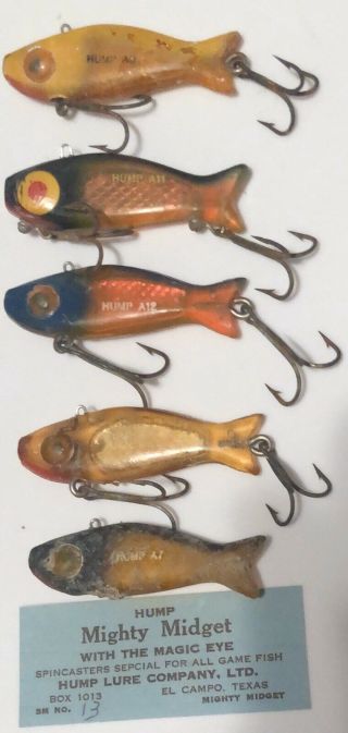 Hump Vintage Fishing Lure Made In El Campo,  Tex.  2 &1/4”) Chubby Minnow A Bingo