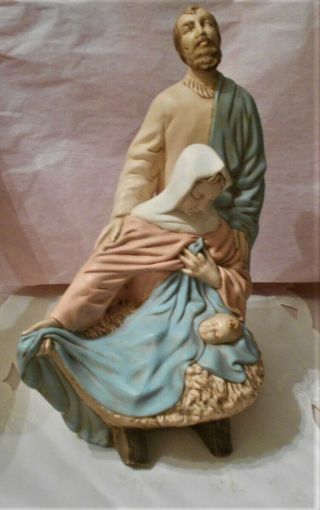 Jesus Mary & Joseph Ceremic Statue - Vintage Signed Copyright - Holy Family Vintage