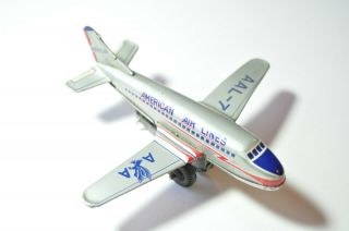 Vintage Tin Friction Toy Airplane American Airlines Aal - 7 Made In Japan