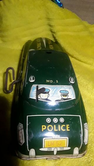 Vintage Wind Up Squad Car Police Dick Tracy 1949 Toy Pressed Tin Lithograph Marx 2