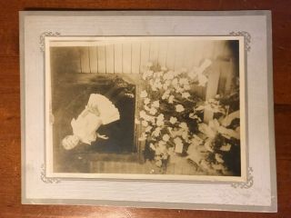 Unusual Post Mortem Cabinet Card Child Floating Antique Photo Burned Home Morbid