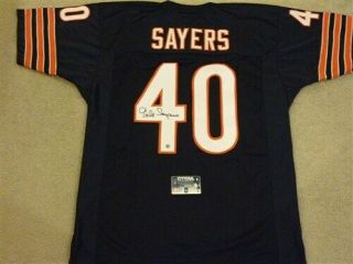 Gale Sayers Signed Auto Chicago Bears Blue Jersey Jsa Autographed