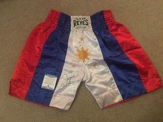 Manny Pacquiao Signed Auto Cleto Reyes Philippines Boxing Trunks Bas S07915