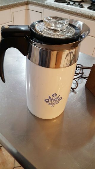 Vintage Corning Ware Electric Coffee Pot 10 Cup Blue Cornflower Complete