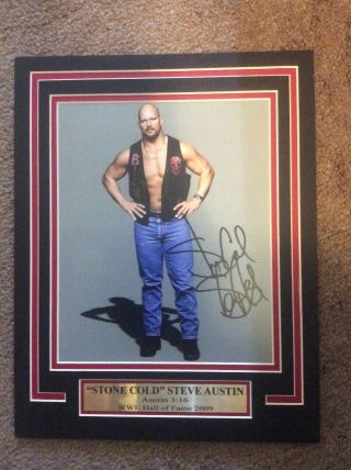Wwe Wwf Stone Cold Steve Austin 3:16 11x14 Matted Nameplate Photo Autograph