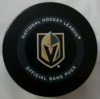 Vegas Golden Knights Gary Bettman Official Game Puck Inglasco Made In Canada