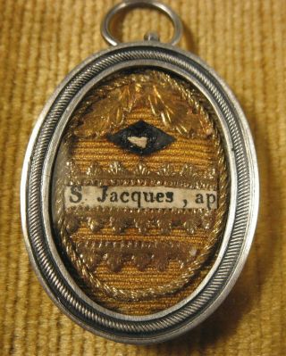 Antique & Ornate Silver Theca Case With A Relic Of St.  James - The Apostle.