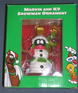 Vintage Marvin The Martian & K - 9 Snowman Ornament 1998 2nd Release Version