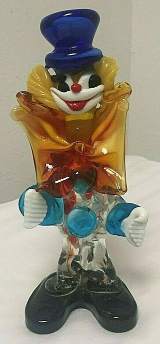 Vintage Murano Art Glass Clown Figure 8 " Tall
