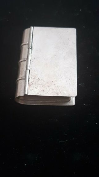 Vintage 925 Sterling Silver Pill Box Book Shape W/ Hinge Mexico T 116