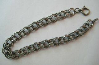 Vintage Sterling Silver Starter Charm Bracelet Double Links 7 " Long 8b