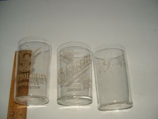 3 Vintage Beer Glasses - Bartholomay,  Hoster And Edelweiss