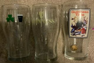 3 Vintage Guiness Pint Glass Lovely Day For A Guinness And My Goodness Guinness