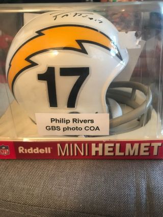 Philip Rivers Signed (san Diego Chargers) Mini Football Helmet Proof Beckett 3