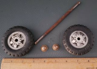 Vintage Buddy L Parts 2 Wheels Tires & Axel 2 7/8