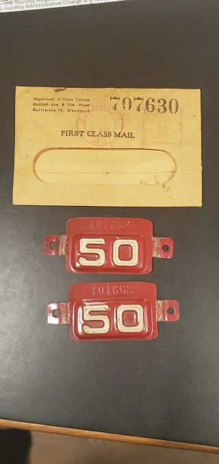 1950 Maryland License Plate Registration Date Tab Metal Tag Md For 1948 Plate